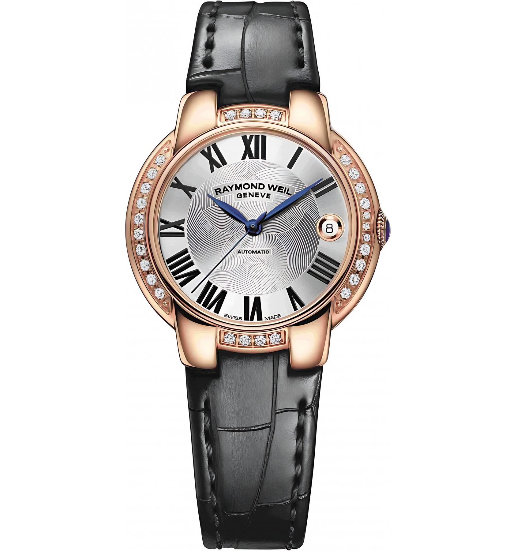 Jasmine Rose gold on Leather Strap Automatic 29 Diamonds