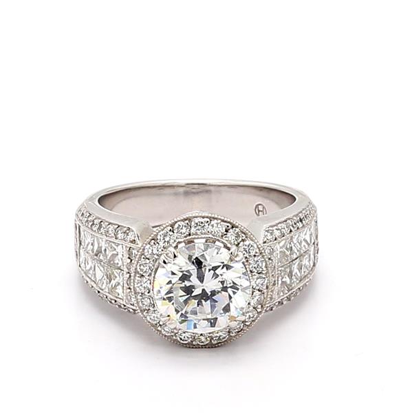 Jeff Cooper 14K White Gold Princess Halo Diamond Semi-Mount, 1.57 ct tw