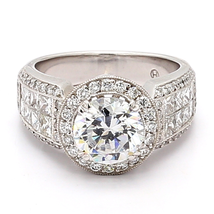 Jeff Cooper 14K White Gold Princess Halo Diamond Semi-Mount, 1.57 ct tw