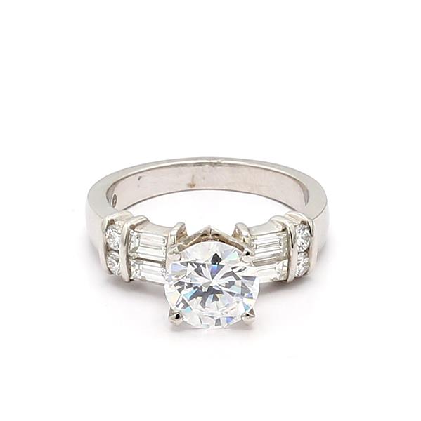 Jeff Cooper Platinum Baguette and Round Diamond Semi-Mount, 0.66 ct tw
