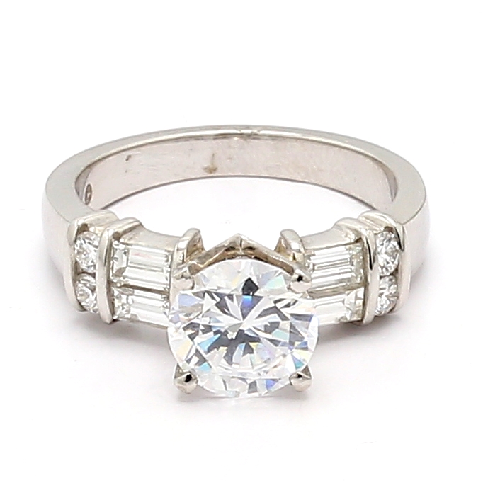 Jeff Cooper Platinum Baguette and Round Diamond Semi-Mount, 0.66 ct tw