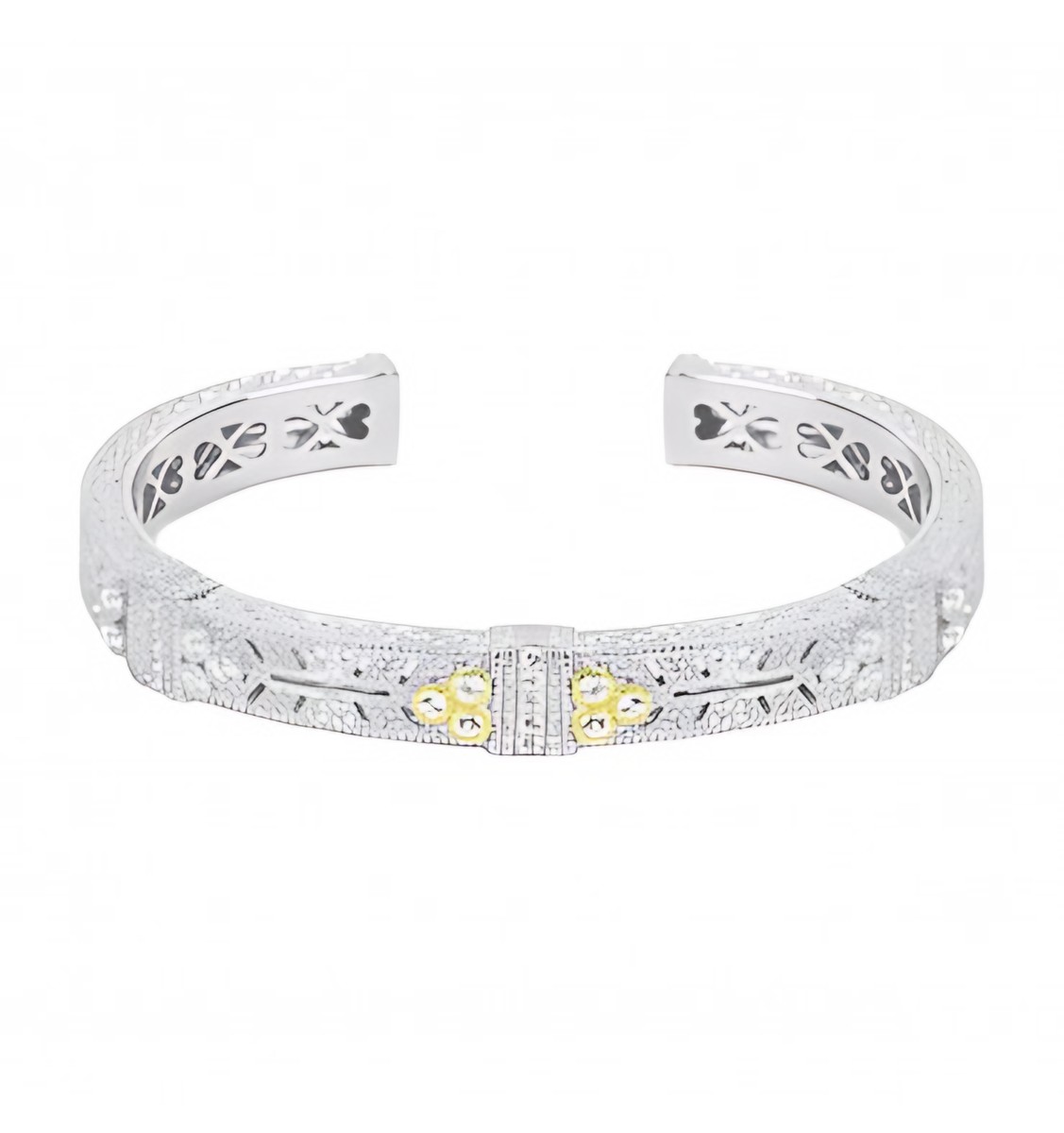 Judith Ripka Estate White Sapphire Cuff With Gold Accents