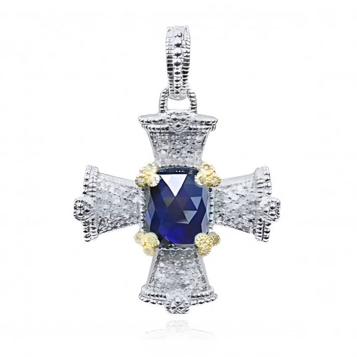 Judith Ripka Sterling Silver & 18k Gold Ambroisa Maltese Cross Pendant