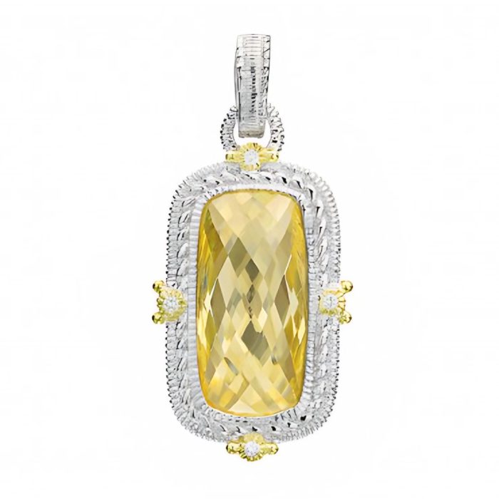 Judith Ripka Sterling Silver & 18k Gold Canary Pendant