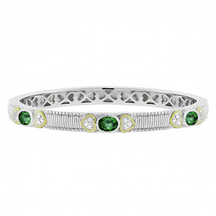 Judith Ripka Sterling Silver Bangle With Quartz Stones