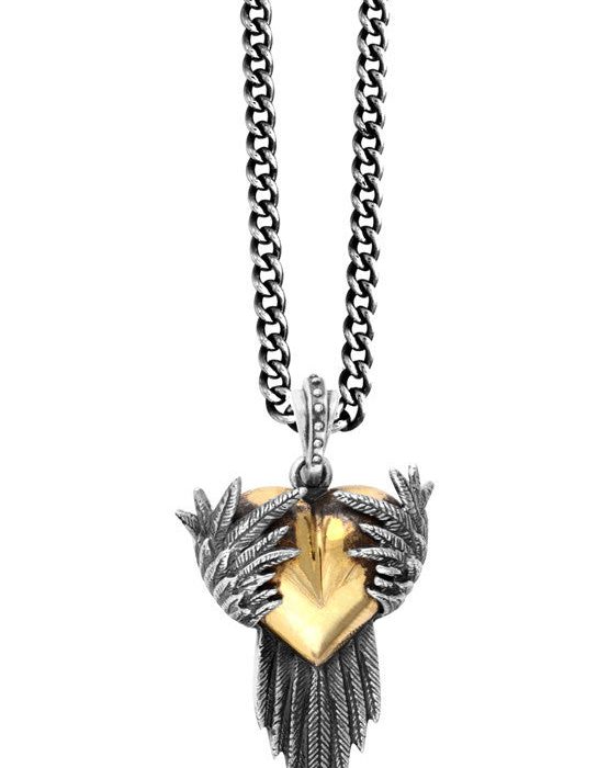 King Baby Yellow Heart with Wings Necklace