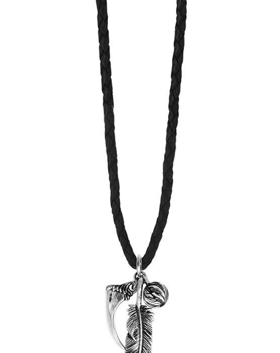 King Baby Raven Feather and Claw Leather Necklace