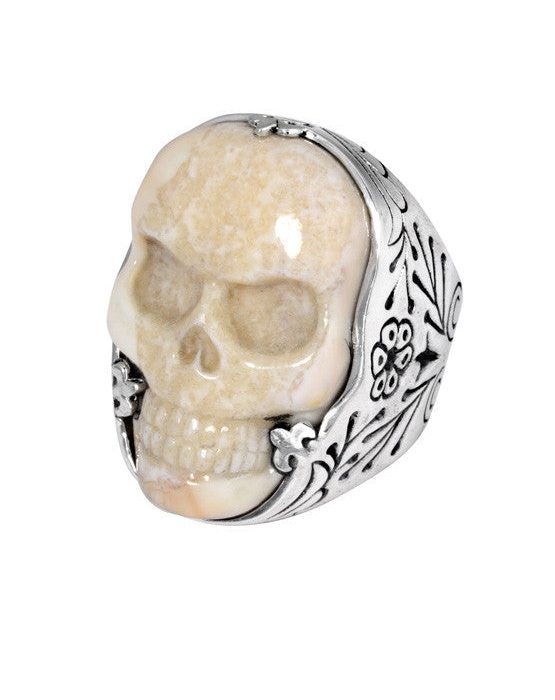 King Baby Large Carved Skull Ring, Size 11
