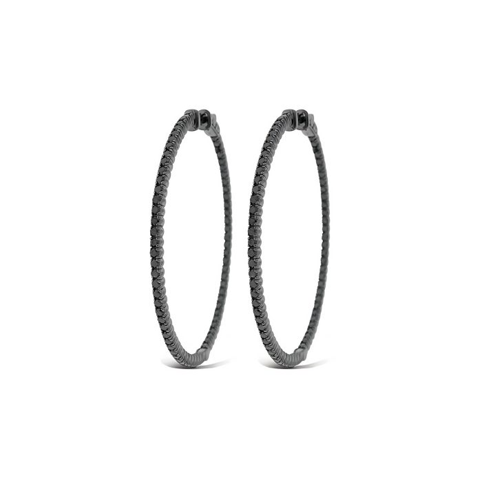 KC Designs 14k Gold With Black Rhodium Large Inside-Out Hoop Earrings With Black Diamonds