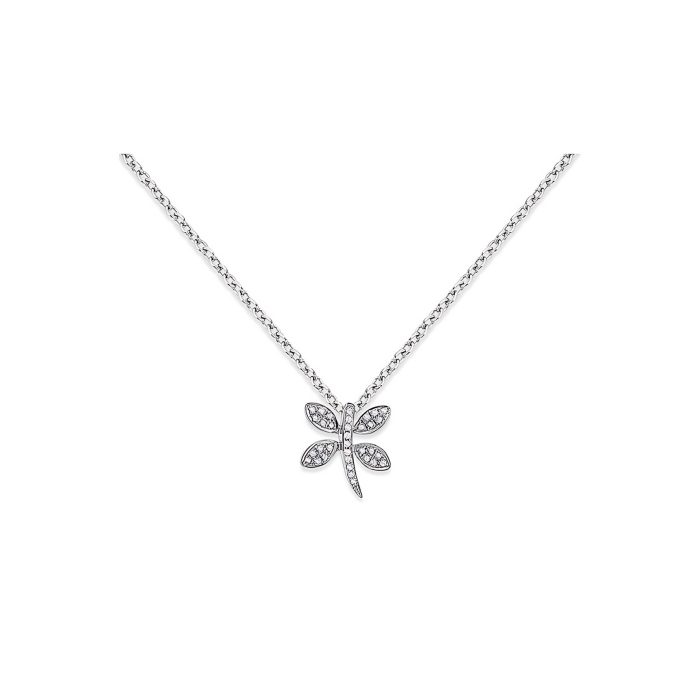 KC Designs 14k White Gold And Diamond Drangonfly Pendant Necklace