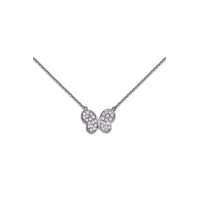 KC Designs 14k White Gold And Diamonds Butterfly Wings Necklace