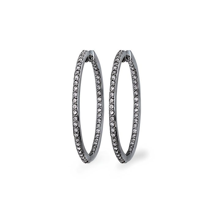 KC Designs 14k White Gold And Rhodium Diamond Large Inside-Out Hoop Earrings