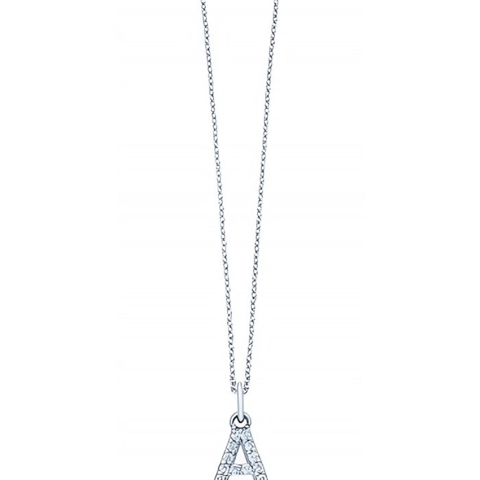 KC Designs 14k White Gold Diamond Baby Block Initial "A" Necklace
