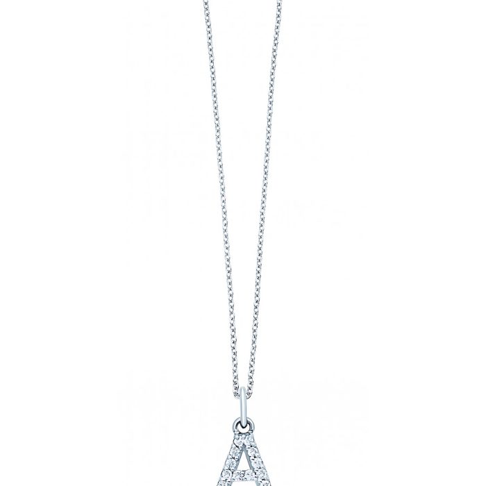KC Designs 14k White Gold Diamond Baby Block Initial "A" Necklace