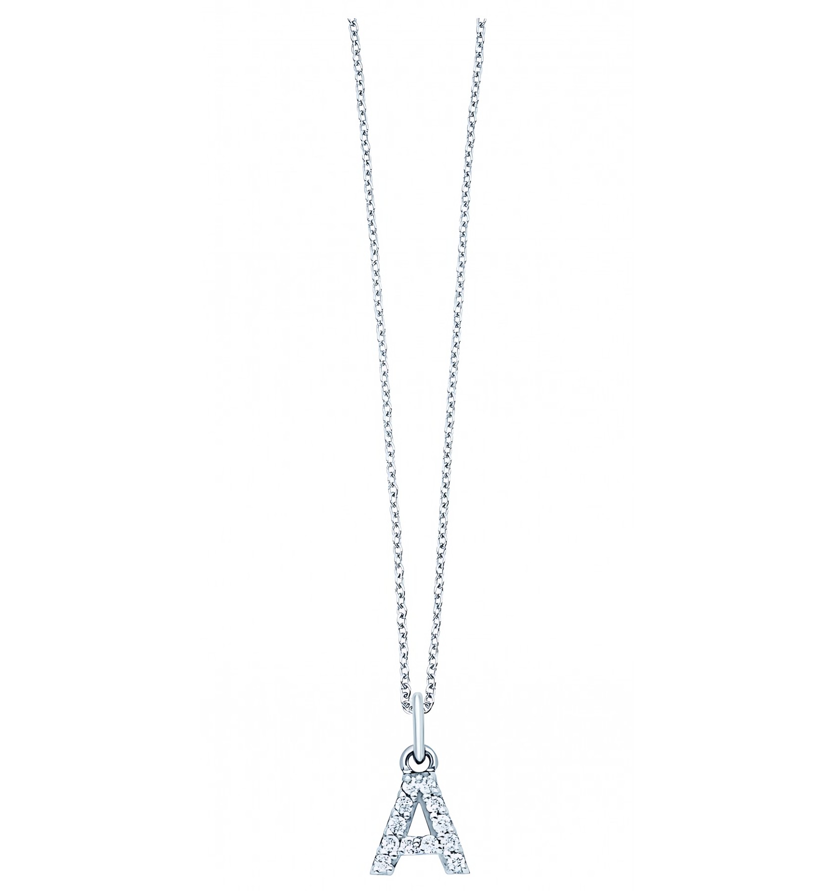 KC Designs 14k White Gold Diamond Baby Block Initial "A" Necklace