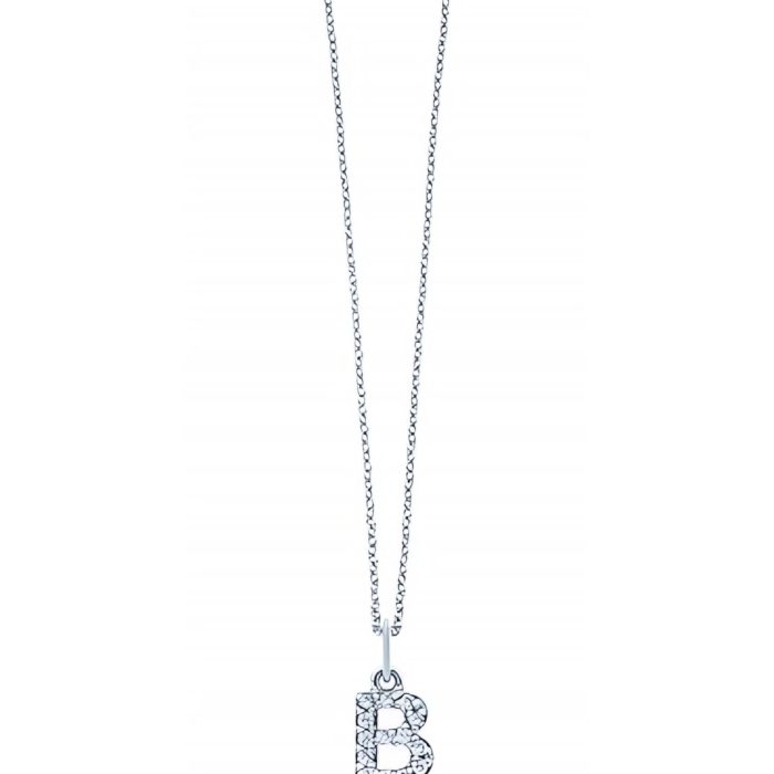 KC Designs 14k White Gold Diamond Baby Block Initial "B" Necklace