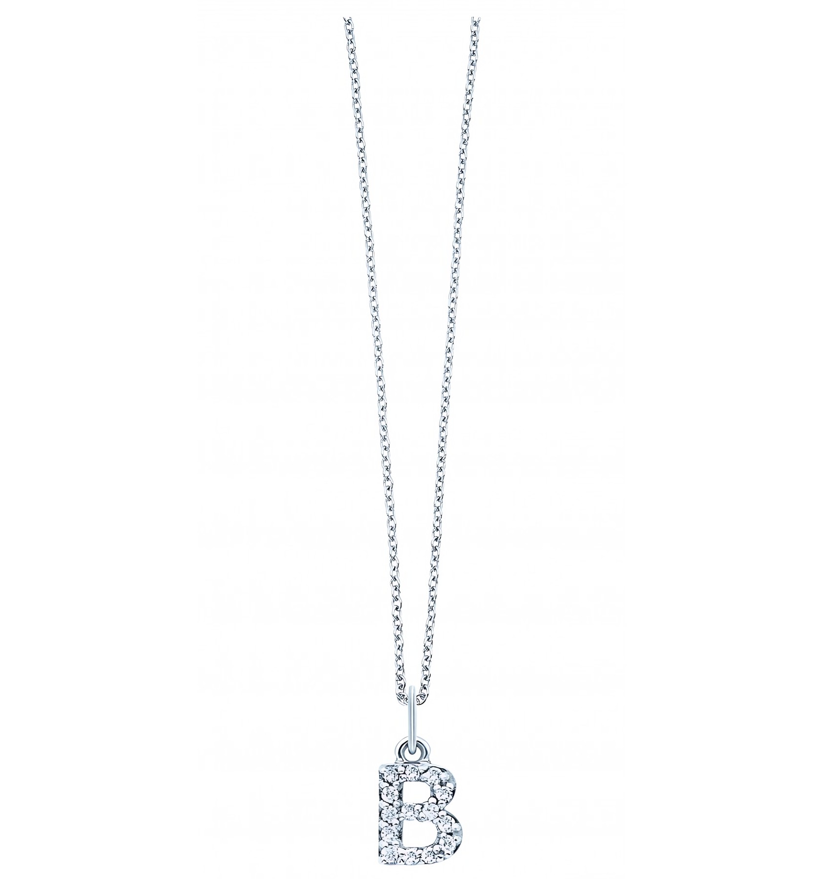 KC Designs 14k White Gold Diamond Baby Block Initial "B" Necklace