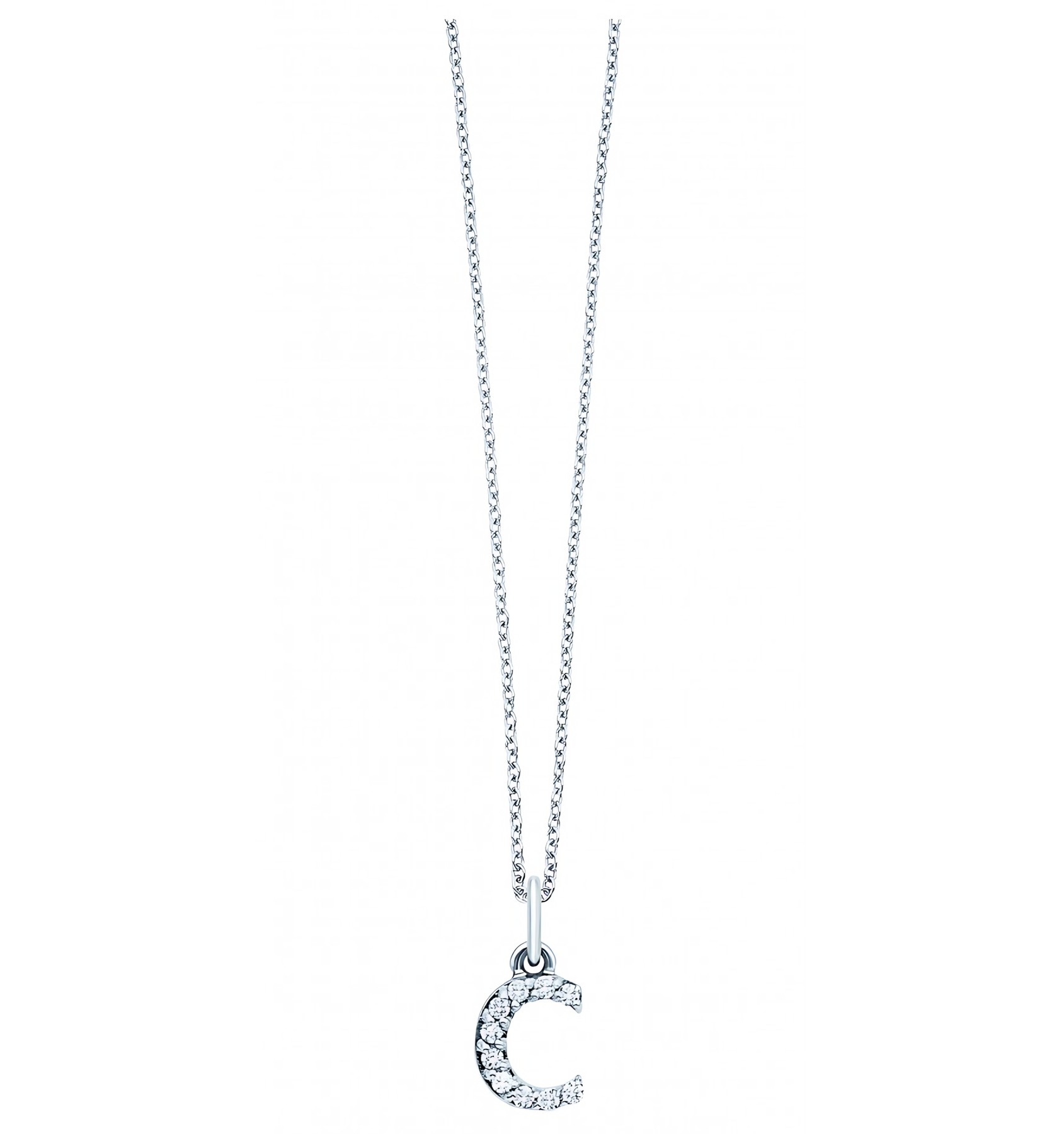 KC Designs 14k White Gold Diamond Baby Block Initial "C" Necklace