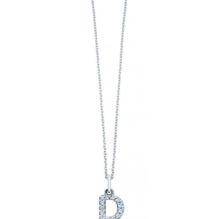 KC Designs 14k White Gold Diamond Baby Block Initial "D" Necklace