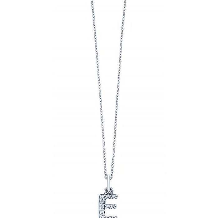KC Designs 14k White Gold Diamond Baby Block Initial "E" Necklace