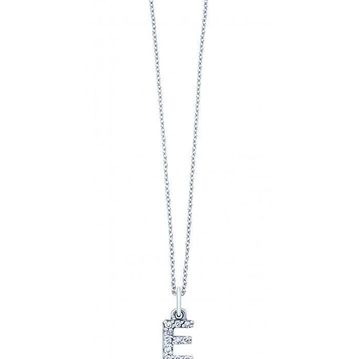 KC Designs 14k White Gold Diamond Baby Block Initial "E" Necklace