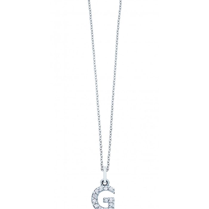 KC Designs 14k White Gold Diamond Baby Block Initial "G" Necklace