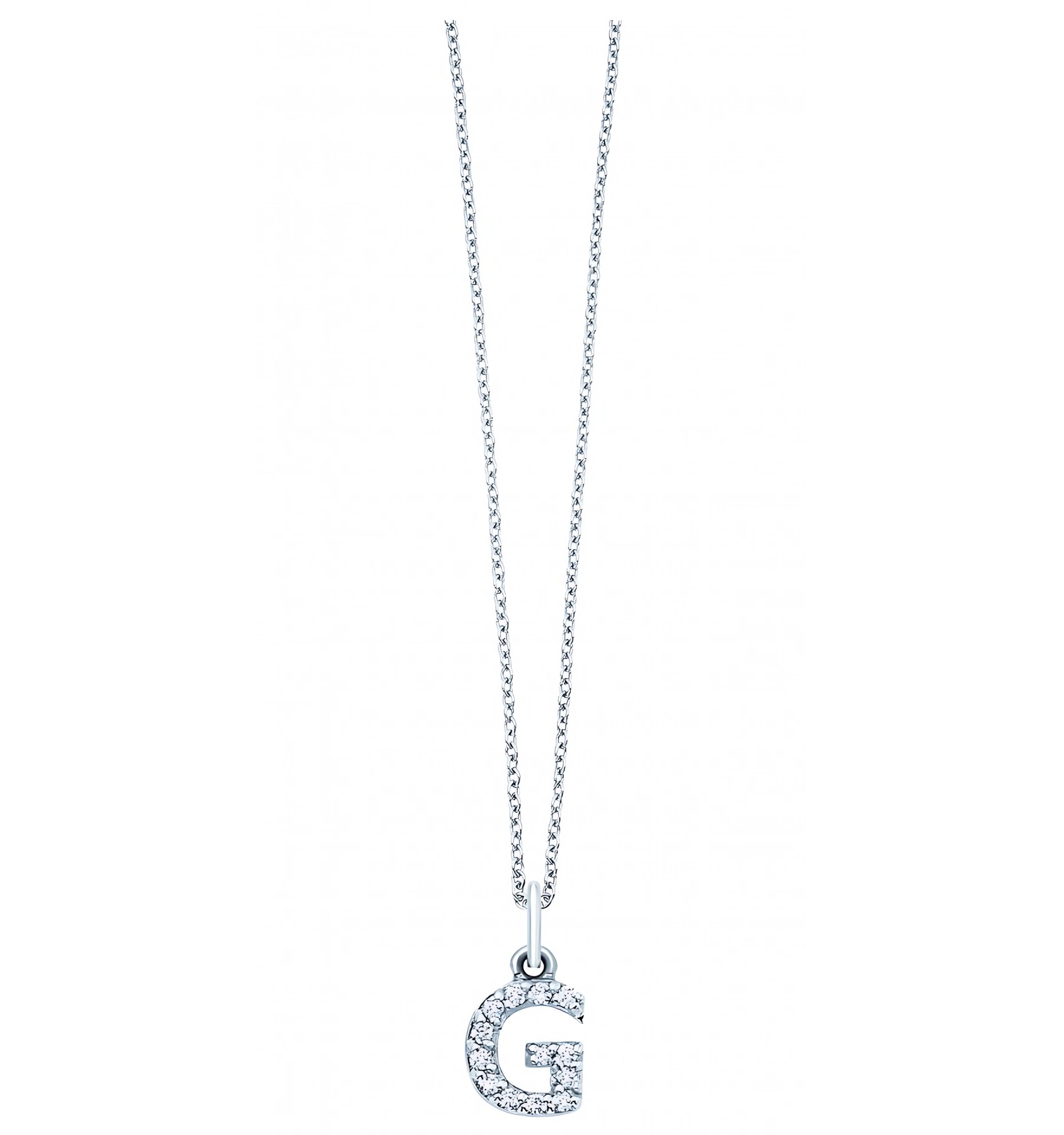 KC Designs 14k White Gold Diamond Baby Block Initial "G" Necklace