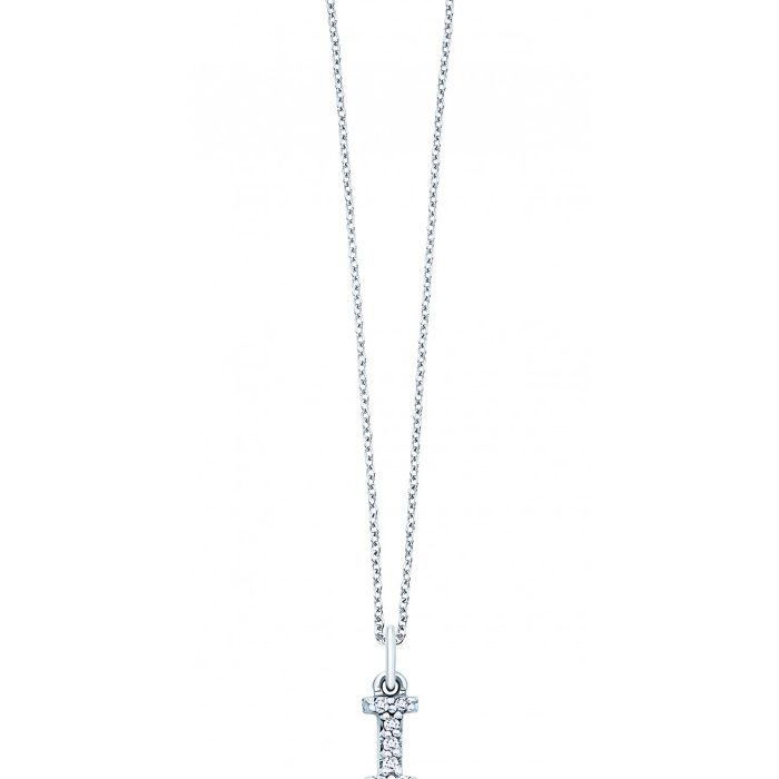 KC Designs 14k White Gold Diamond Baby Block Initial "I" Necklace
