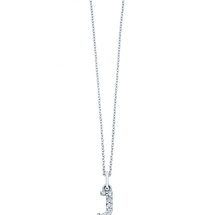 KC Designs 14k White Gold Diamond Baby Block Initial "J" Necklace