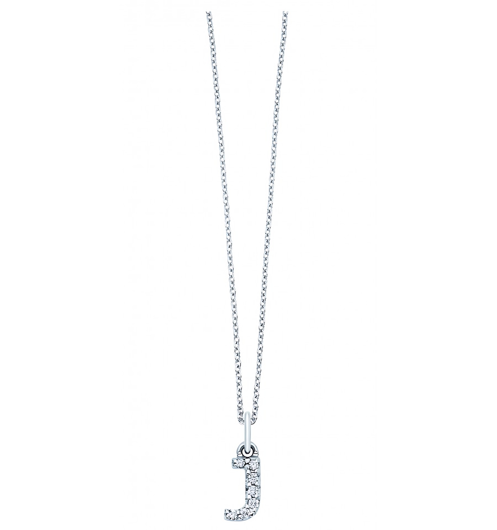 KC Designs 14k White Gold Diamond Baby Block Initial "J" Necklace