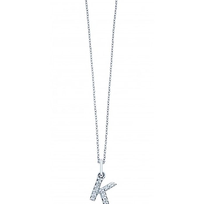 KC Designs 14k White Gold Diamond Baby Block Initial "K" Necklace