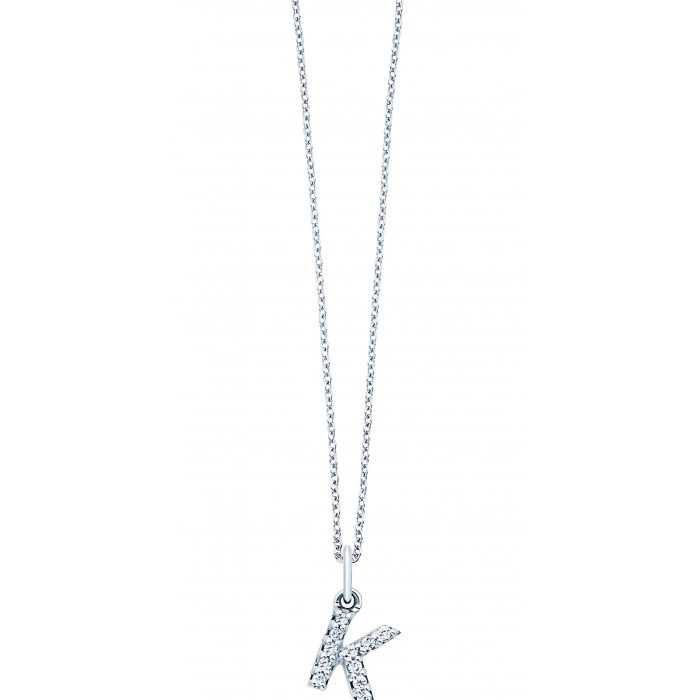 KC Designs 14k White Gold Diamond Baby Block Initial "K" Necklace