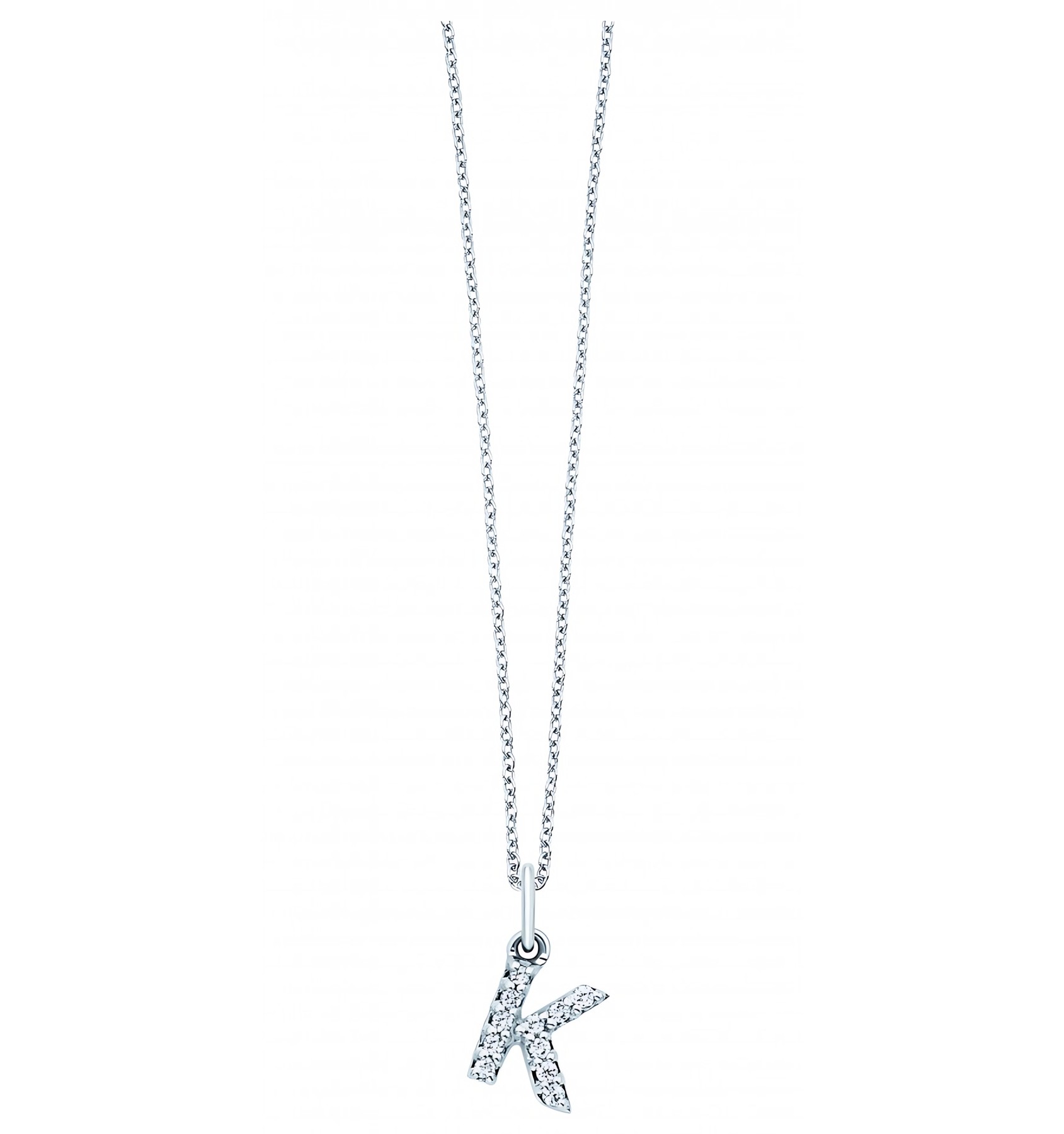 KC Designs 14k White Gold Diamond Baby Block Initial "K" Necklace