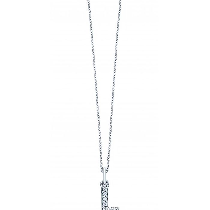 KC Designs 14k White Gold Diamond Baby Block Initial "L" Necklace