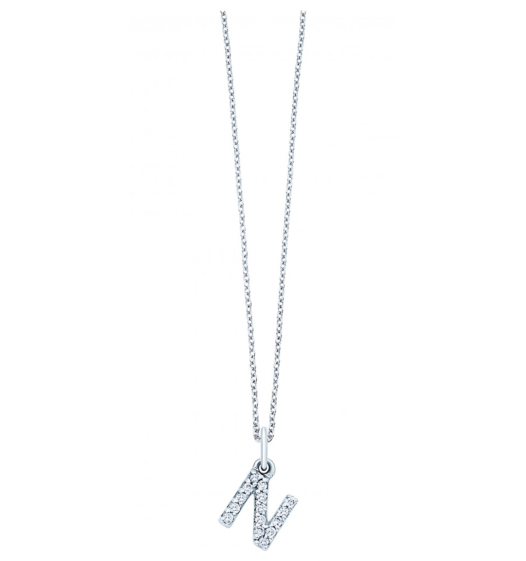 KC Designs 14k White Gold Diamond Baby Block Initial "N" Necklace