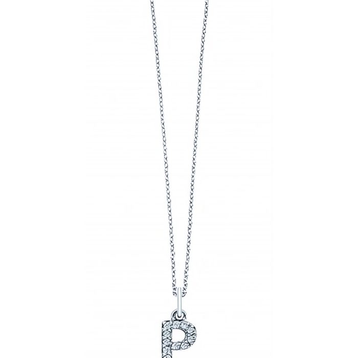 KC Designs 14k White Gold Diamond Baby Block Initial "P" Necklace
