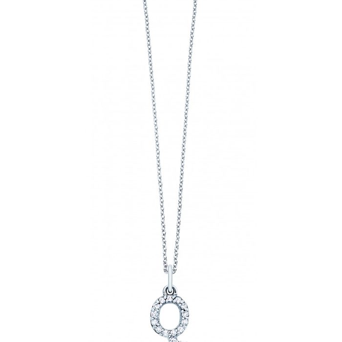 KC Designs 14k White Gold Diamond Baby Block Initial "Q" Necklace