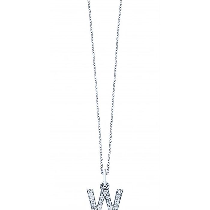 KC Designs 14k White Gold Diamond Baby Block Initial "W" Necklace