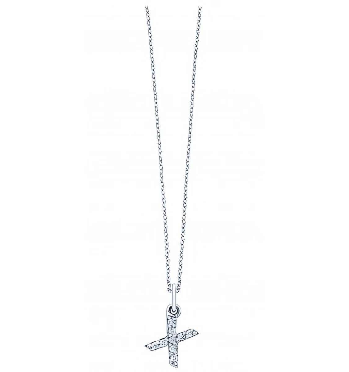 KC Designs 14k White Gold Diamond Baby Block Initial "X" Necklace