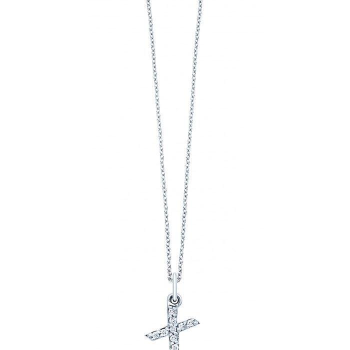KC Designs 14k White Gold Diamond Baby Block Initial "X" Necklace