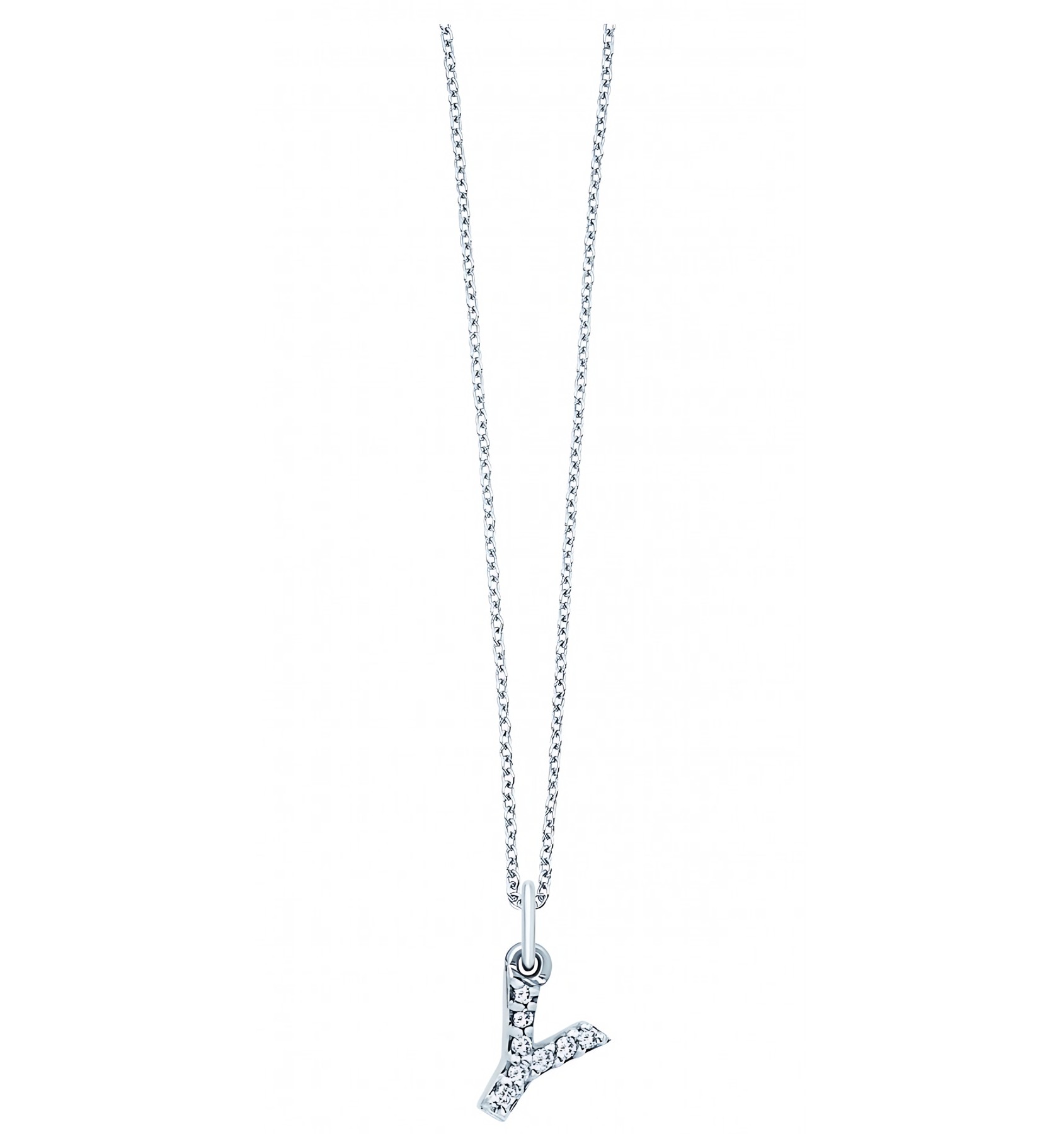 KC Designs 14k White Gold Diamond Baby Block Initial "Y" Necklace