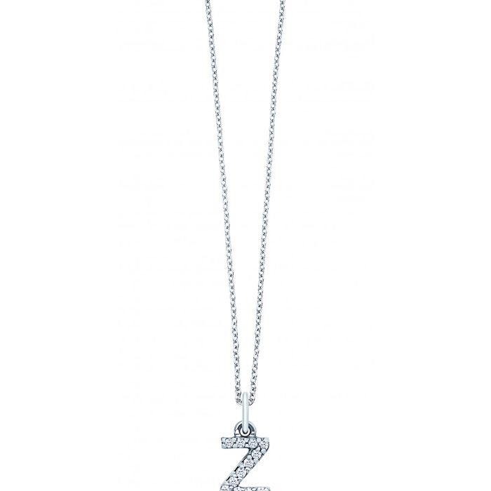 KC Designs 14k White Gold Diamond Baby Block Initial "Z" Necklace