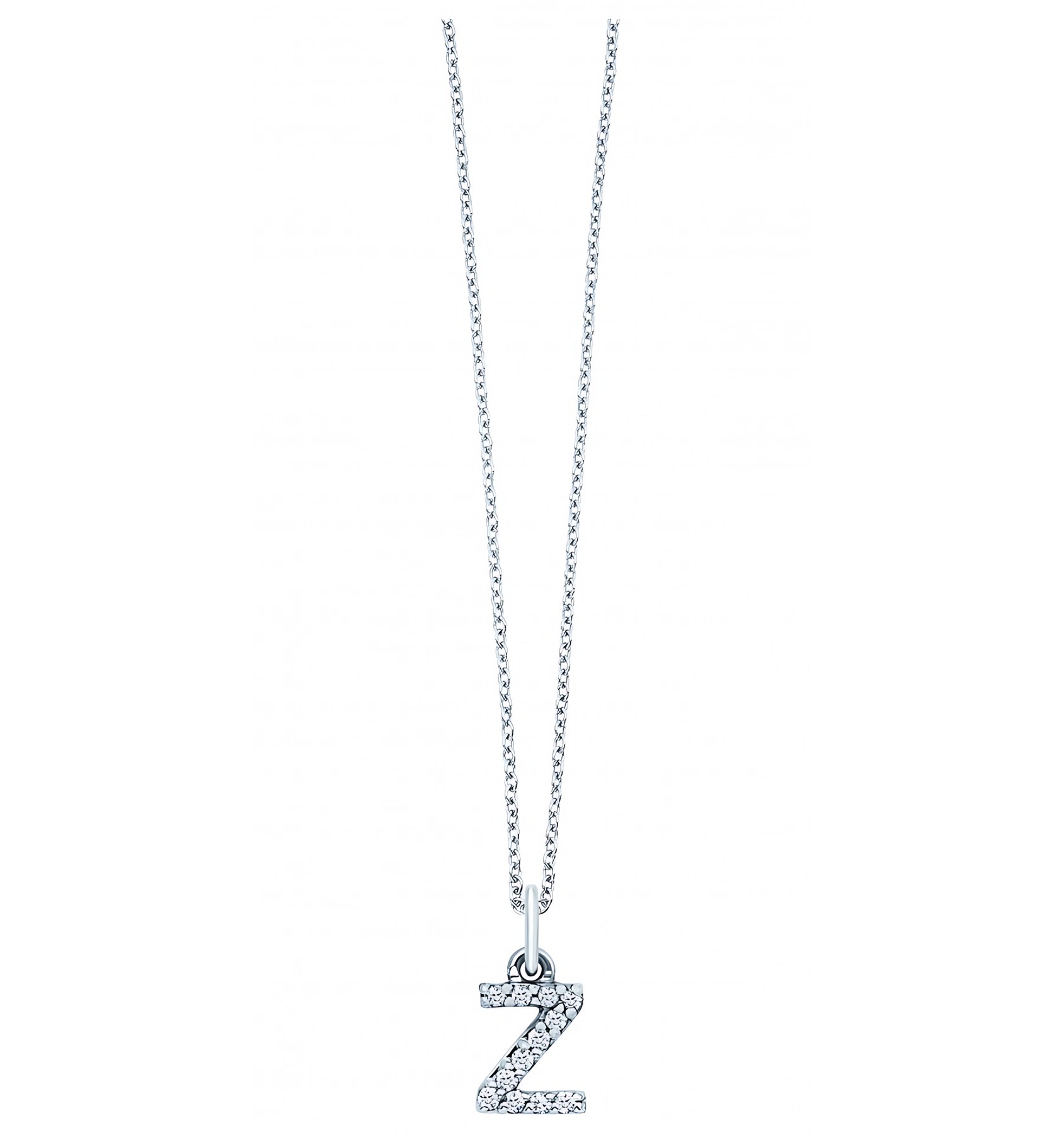 KC Designs 14k White Gold Diamond Baby Block Initial "Z" Necklace