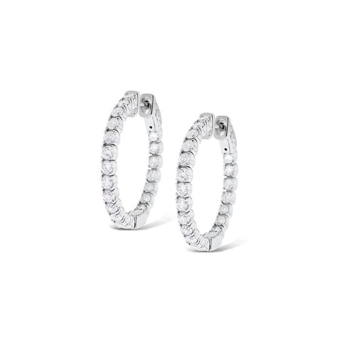 KC Designs 14k White Gold Diamond Inside Outside Hoop Earrings D1.82 Carats