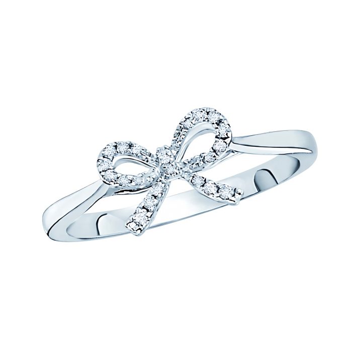 KC Designs 14k White Gold Diamond Mini Bow Ring