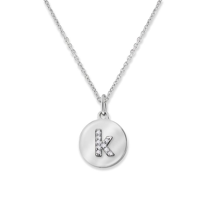 KC Designs 14k White Gold Diamond Mini Disc Initial "k" Necklace