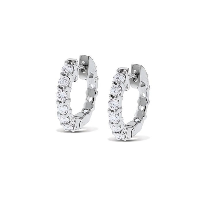 KC Designs 14k White Gold Diamond Mini Hoop Earrings .60 Carat TW
