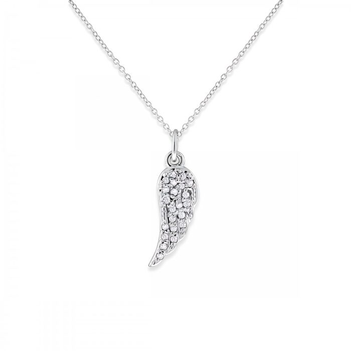 KC Designs 14k White Gold with 22 Diamonds Small Wing Necklace