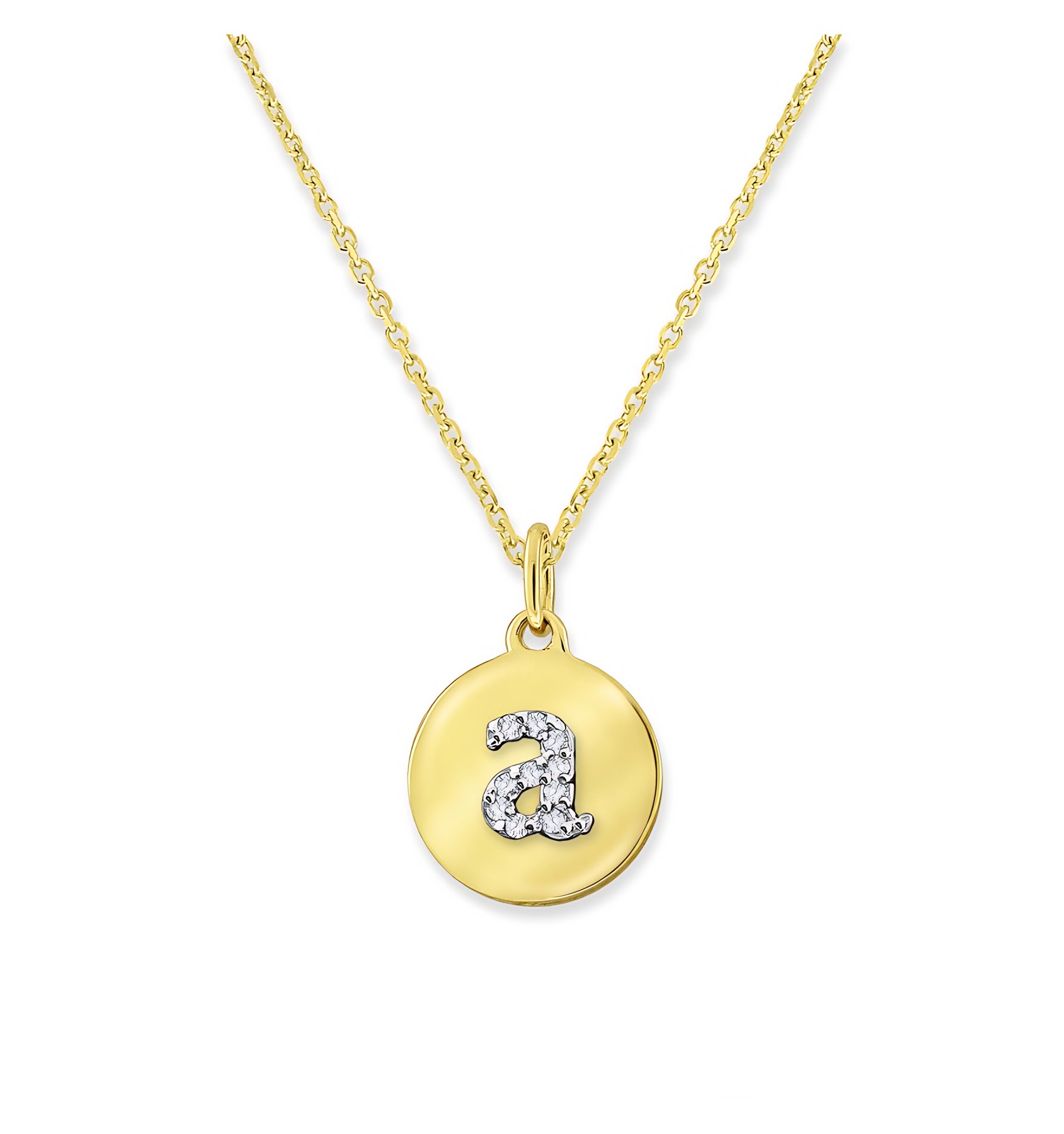 KC Designs 14k Yellow Gold Diamond Mini Disc Initial "a" Necklace