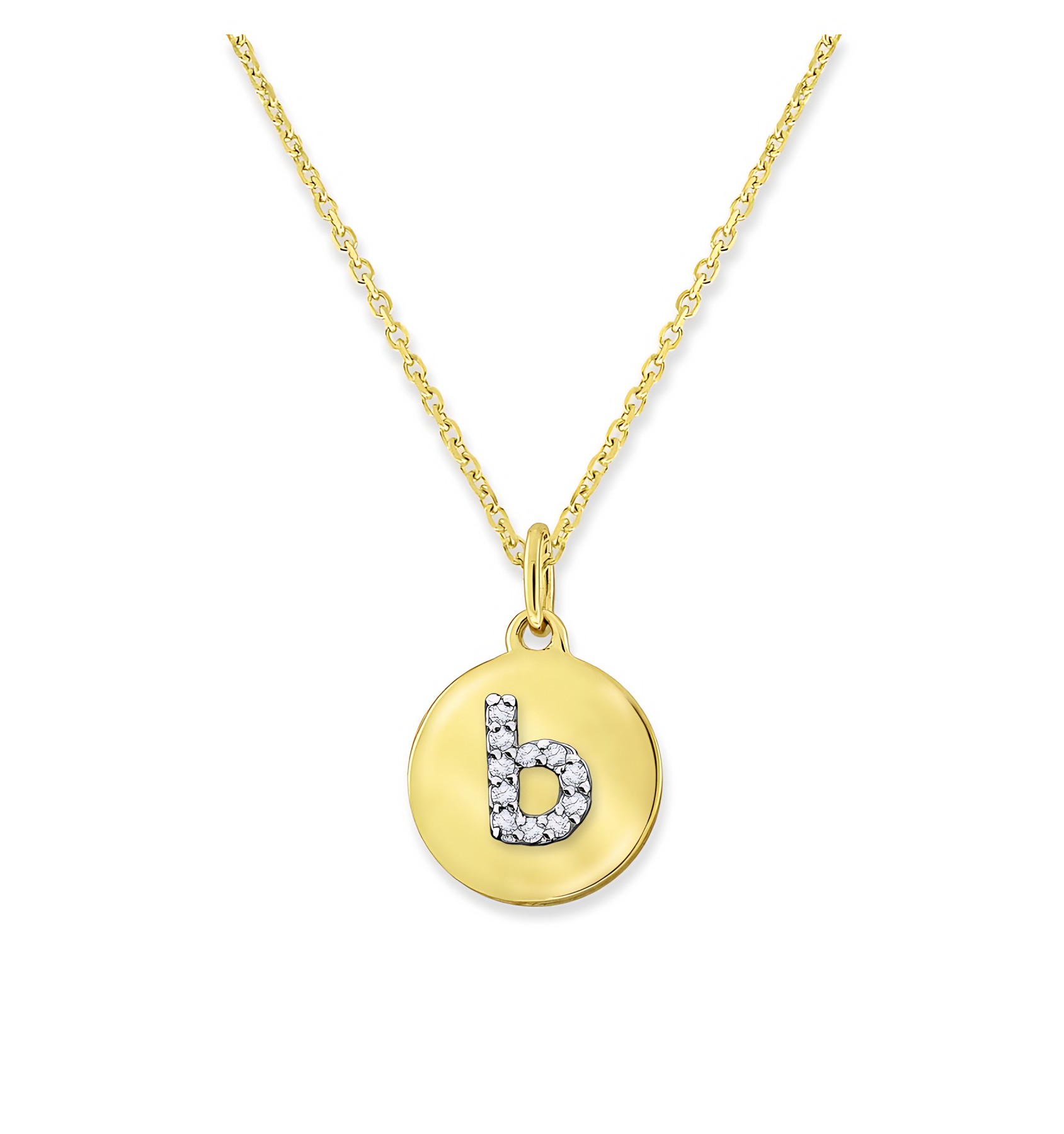KC Designs 14k Yellow Gold Diamond Mini Disc Initial "b" Necklace - Image 2